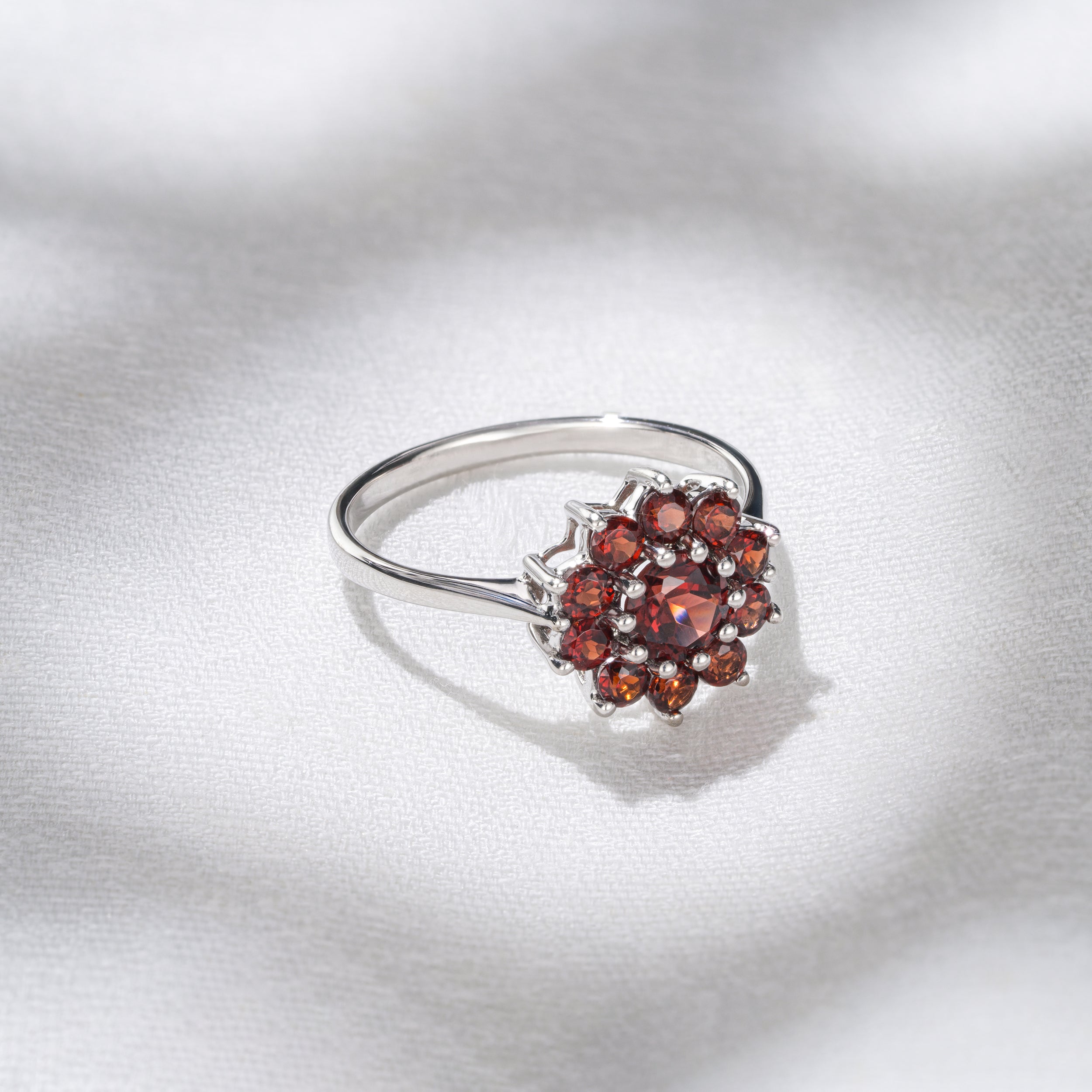 1.73ct Garnet Cluster Ring in 9K White Gold